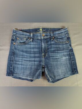 7 For All Mankind Denim Shorts Women’s 28 Mid Rise Stretch Medium Wash Classic